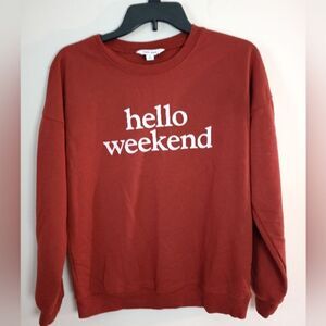 Nine West Burgundy " Hello Weekend" Sweatshirt Size Small